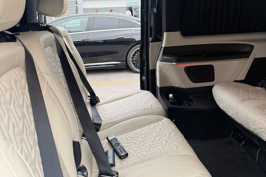 Mercedes Jet Class chauffeur cabin with quilted leather and starlight roof