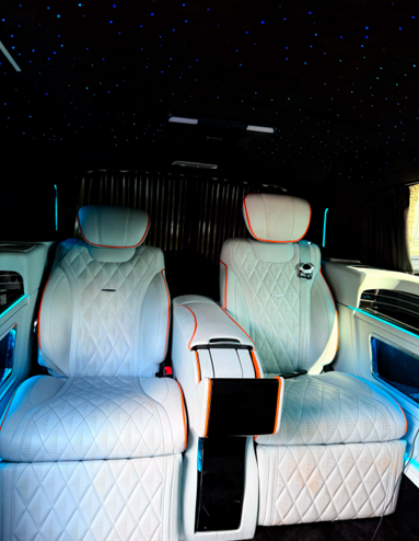 Mercedes Jet Class twin captain seats with ambient lighting