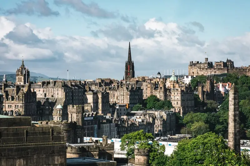 Edinburgh Old Town skyline at the end of a London to Edinburgh chauffeur journey